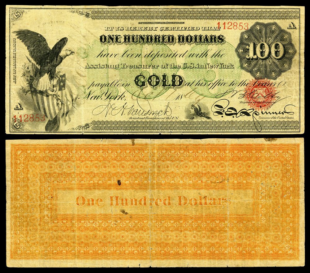 1863 1863 $100 Gold Certificate (Fr.1166c)