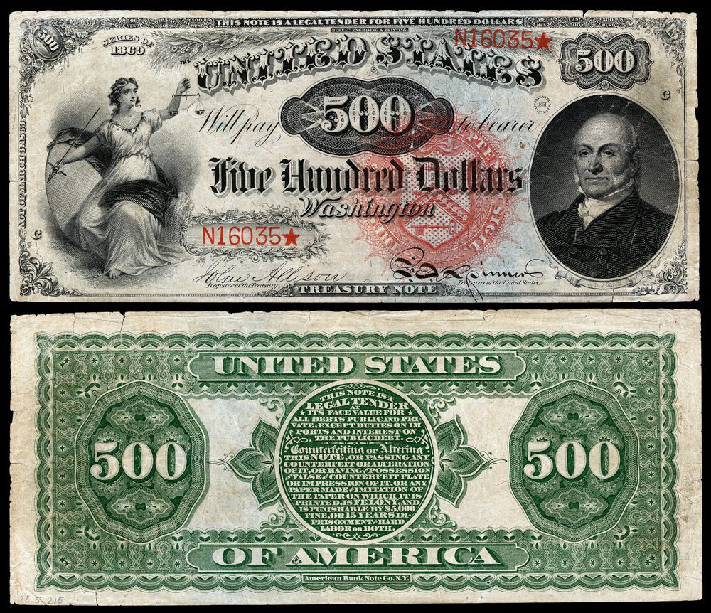 1869 1869 $500 Legal Tender Rainbow (Fr.184)