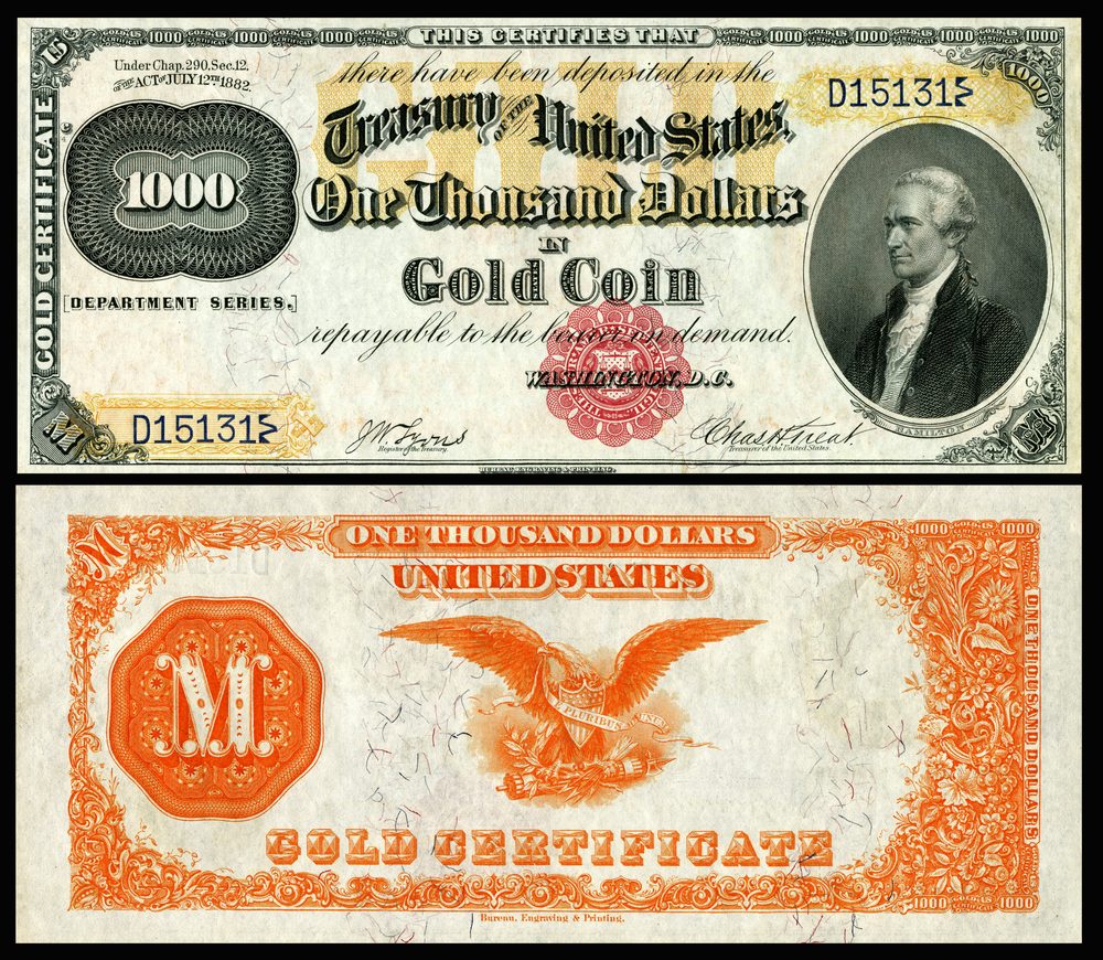 1882 1882 $1000 Gold Certificate (Fr.1218g)